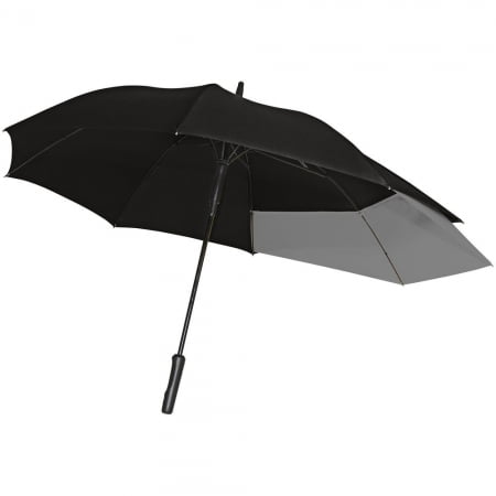 Зонт-трость Fiber Move AC, черный с серым купить с нанесением логотипа оптом на заказ в интернет-магазине Санкт-Петербург