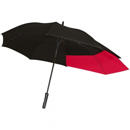 Зонт-трость Fiber Move AC, черный с красным купить с нанесением логотипа оптом на заказ в интернет-магазине Санкт-Петербург