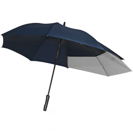 Зонт-трость Fiber Move AC, темно-синий с серым купить с нанесением логотипа оптом на заказ в интернет-магазине Санкт-Петербург