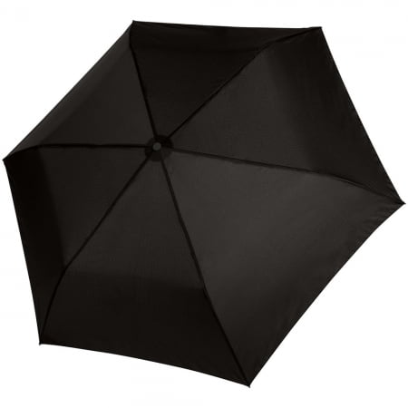 Зонт складной Zero 99, черный купить с нанесением логотипа оптом на заказ в интернет-магазине Санкт-Петербург