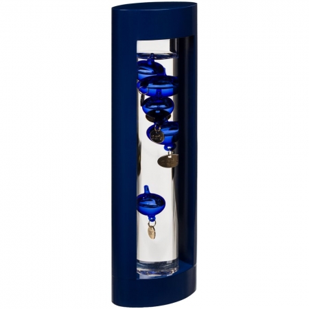 Термометр «Галилео» в деревянном корпусе, синий купить с нанесением логотипа оптом на заказ в интернет-магазине Санкт-Петербург