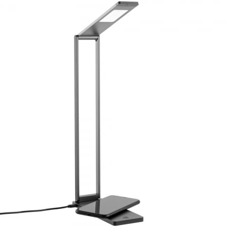 Лампа Power Steel Spot с беспроводной зарядкой, серый металлик купить с нанесением логотипа оптом на заказ в интернет-магазине Санкт-Петербург