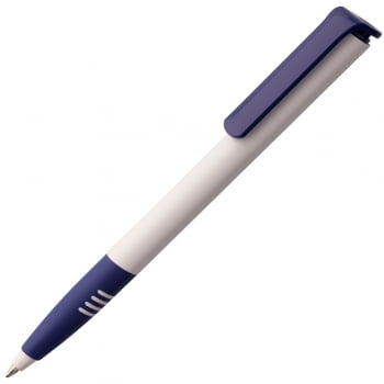 Ручка шариковая Senator Super Soft, белая с синим купить с нанесением логотипа оптом на заказ в интернет-магазине Санкт-Петербург