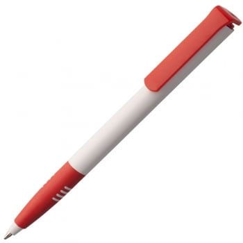 Ручка шариковая Senator Super Soft, белая с красным купить с нанесением логотипа оптом на заказ в интернет-магазине Санкт-Петербург