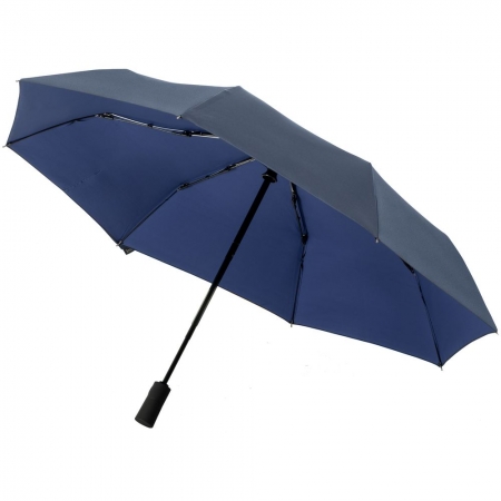 Складной зонт doubleDub, синий купить с нанесением логотипа оптом на заказ в интернет-магазине Санкт-Петербург