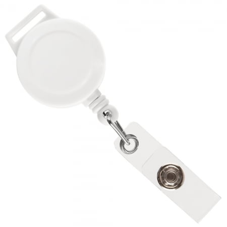 Ретрактор Attach с ушком для ленты, белый купить с нанесением логотипа оптом на заказ в интернет-магазине Санкт-Петербург
