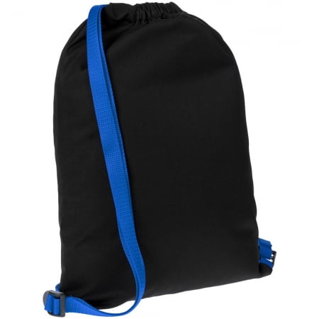 Рюкзак Nock, черный с синей стропой купить с нанесением логотипа оптом на заказ в интернет-магазине Санкт-Петербург
