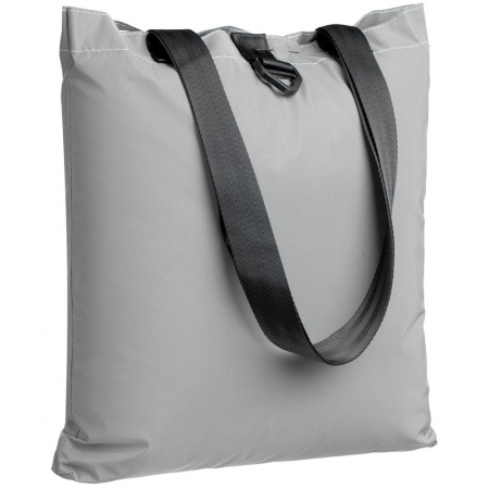 Шоппер Manifest из светоотражающей ткани, серый купить с нанесением логотипа оптом на заказ в интернет-магазине Санкт-Петербург
