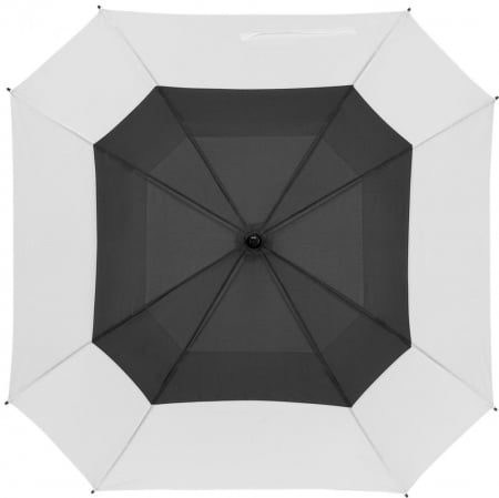Квадратный зонт-трость Octagon, черный с белым купить с нанесением логотипа оптом на заказ в интернет-магазине Санкт-Петербург