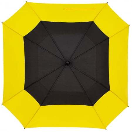 Квадратный зонт-трость Octagon, черный с желтым купить с нанесением логотипа оптом на заказ в интернет-магазине Санкт-Петербург