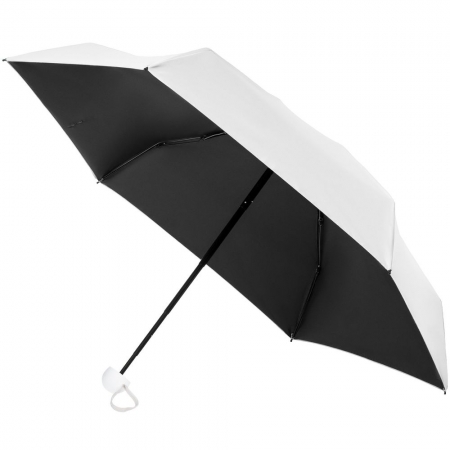 Складной зонт Cameo, механический, белый с белой ручкой купить с нанесением логотипа оптом на заказ в интернет-магазине Санкт-Петербург
