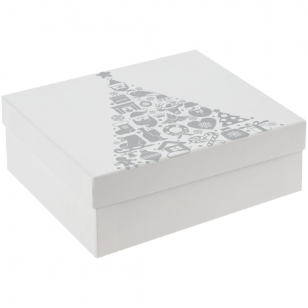 Коробка «Новогодняя история», белая купить с нанесением логотипа оптом на заказ в интернет-магазине Санкт-Петербург