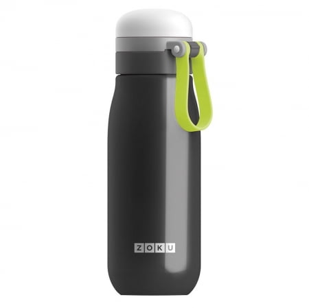 Вакуумная бутылка для воды Zoku, черная купить с нанесением логотипа оптом на заказ в интернет-магазине Санкт-Петербург