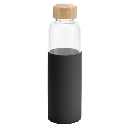 Бутылка для воды Dakar, прозрачная с черным купить с нанесением логотипа оптом на заказ в интернет-магазине Санкт-Петербург