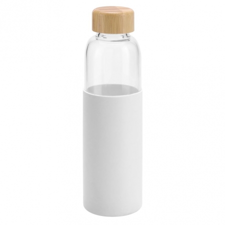 Бутылка для воды Dakar, прозрачная с белым купить с нанесением логотипа оптом на заказ в интернет-магазине Санкт-Петербург