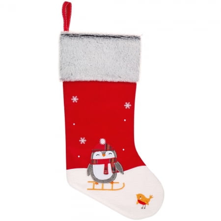 Носок для подарков Noel, с пингвинами купить с нанесением логотипа оптом на заказ в интернет-магазине Санкт-Петербург