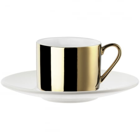 Чайная пара Reflection, золотистая купить с нанесением логотипа оптом на заказ в интернет-магазине Санкт-Петербург