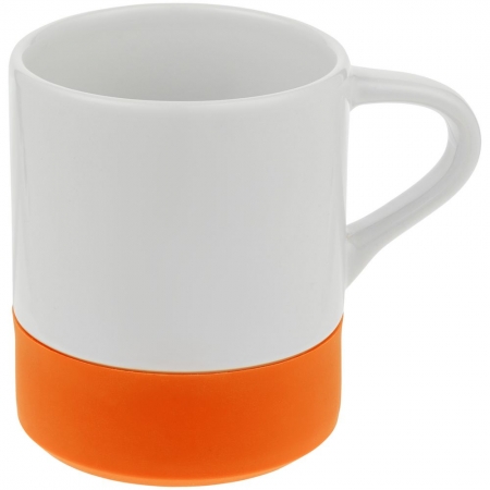 Кружка с силиконовой подставкой Protege, оранжевая купить с нанесением логотипа оптом на заказ в интернет-магазине Санкт-Петербург