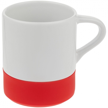 Кружка с силиконовой подставкой Protege, красная купить с нанесением логотипа оптом на заказ в интернет-магазине Санкт-Петербург