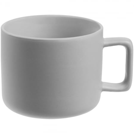 Чашка Jumbo, матовая, светло-серая купить с нанесением логотипа оптом на заказ в интернет-магазине Санкт-Петербург