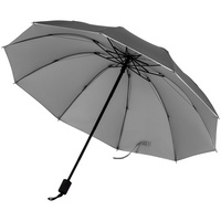 Зонт-наоборот складной Silvermist, черный с серебристым купить с нанесением логотипа оптом на заказ в интернет-магазине Санкт-Петербург