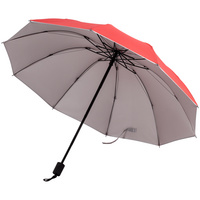 Зонт-наоборот складной Silvermist, красный с серебристым купить с нанесением логотипа оптом на заказ в интернет-магазине Санкт-Петербург