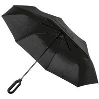 Зонт складной Hoopy с ручкой-карабином, черный купить с нанесением логотипа оптом на заказ в интернет-магазине Санкт-Петербург