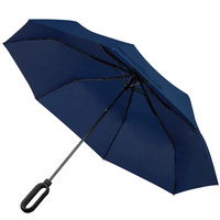 Зонт складной Hoopy с ручкой-карабином, темно-синий купить с нанесением логотипа оптом на заказ в интернет-магазине Санкт-Петербург