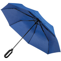 Зонт складной Hoopy с ручкой-карабином, синий купить с нанесением логотипа оптом на заказ в интернет-магазине Санкт-Петербург