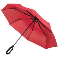 Зонт складной Hoopy с ручкой-карабином, красный купить с нанесением логотипа оптом на заказ в интернет-магазине Санкт-Петербург