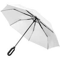 Зонт складной Hoopy с ручкой-карабином, белый купить с нанесением логотипа оптом на заказ в интернет-магазине Санкт-Петербург