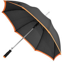 Зонт-трость Highlight, черный с оранжевым купить с нанесением логотипа оптом на заказ в интернет-магазине Санкт-Петербург