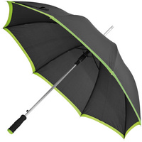 Зонт-трость Highlight, черный с зеленым купить с нанесением логотипа оптом на заказ в интернет-магазине Санкт-Петербург