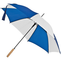 Зонт-трость Milkshake, белый с синим купить с нанесением логотипа оптом на заказ в интернет-магазине Санкт-Петербург