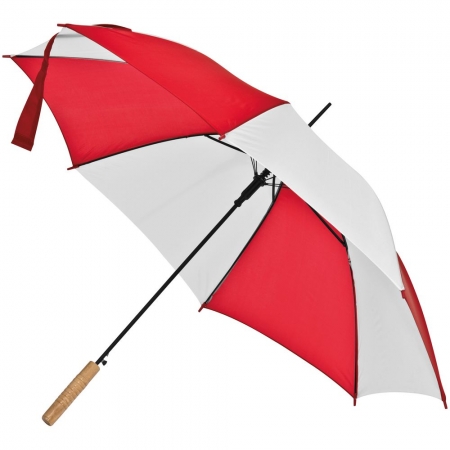 Зонт-трость Milkshake, белый с красным купить с нанесением логотипа оптом на заказ в интернет-магазине Санкт-Петербург