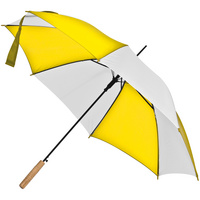 Зонт-трость Milkshake, белый с желтым купить с нанесением логотипа оптом на заказ в интернет-магазине Санкт-Петербург