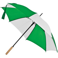 Зонт-трость Milkshake, белый с зеленым купить с нанесением логотипа оптом на заказ в интернет-магазине Санкт-Петербург