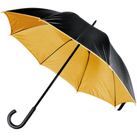 Зонт-трость Downtown, черный с золотистым купить с нанесением логотипа оптом на заказ в интернет-магазине Санкт-Петербург