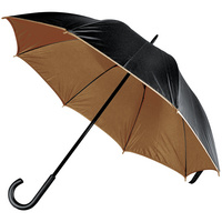 Зонт-трость Downtown, черный с коричневым купить с нанесением логотипа оптом на заказ в интернет-магазине Санкт-Петербург