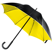 Зонт-трость с двойным куполом, черный с желтым купить с нанесением логотипа оптом на заказ в интернет-магазине Санкт-Петербург