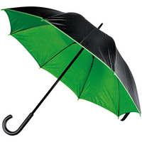 Зонт-трость Downtown, черный с зеленым купить с нанесением логотипа оптом на заказ в интернет-магазине Санкт-Петербург