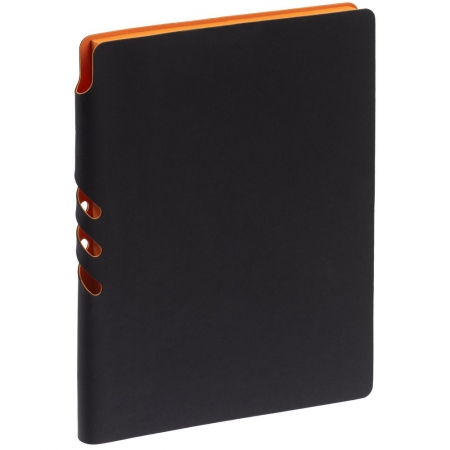 Ежедневник Flexpen Black ver.2, недатированный, черный со светло-оранжевым купить с нанесением логотипа оптом на заказ в интернет-магазине Санкт-Петербург