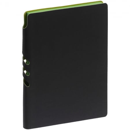 Ежедневник Flexpen Black, недатированный, черный с зеленым купить с нанесением логотипа оптом на заказ в интернет-магазине Санкт-Петербург