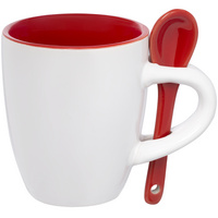 Кофейная кружка Pairy с ложкой, красная купить с нанесением логотипа оптом на заказ в интернет-магазине Санкт-Петербург