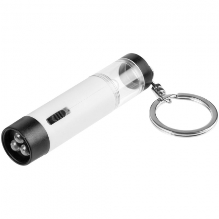 Брелок-фонарик Lantern Ray, белый с черным купить с нанесением логотипа оптом на заказ в интернет-магазине Санкт-Петербург