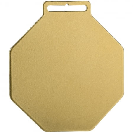 Медаль Steel Octo, золотистая купить с нанесением логотипа оптом на заказ в интернет-магазине Санкт-Петербург