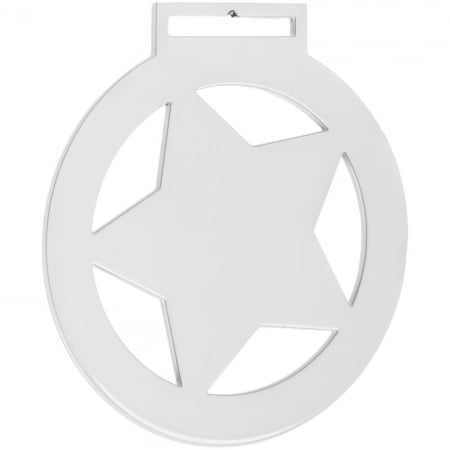 Медаль Steel Star, белая купить с нанесением логотипа оптом на заказ в интернет-магазине Санкт-Петербург