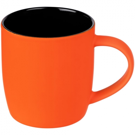 Кружка Surprise Touch Black c покрытием софт-тач, оранжевая купить с нанесением логотипа оптом на заказ в интернет-магазине Санкт-Петербург