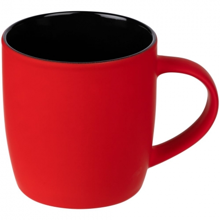 Кружка Surprise Touch Black c покрытием софт-тач, красная купить с нанесением логотипа оптом на заказ в интернет-магазине Санкт-Петербург