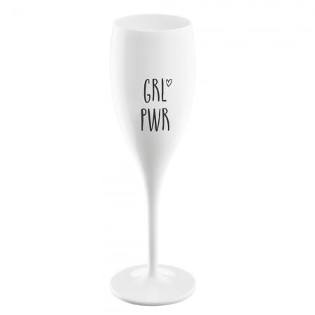 Бокал для шампанского Grl Pwr, белый купить с нанесением логотипа оптом на заказ в интернет-магазине Санкт-Петербург